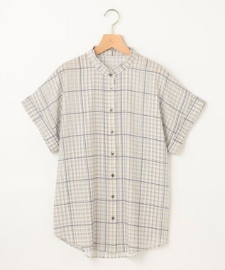 組曲 L 【洗える】シアーチェック ブラウス ベージュ系3