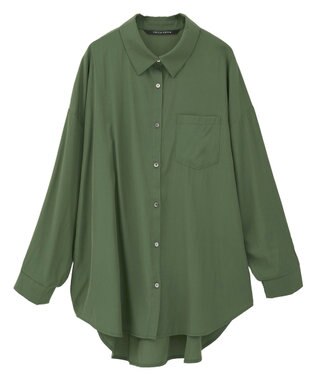 YECCA VECCA バックギャザーロングシャツ Green