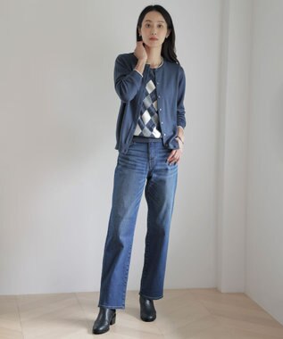 J.PRESS LADIES 【洗える】BASIC STRETCH DENIM ボーイフィット パンツ ユーズド系