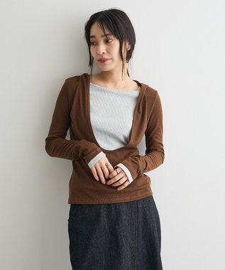 CRAFT STANDARD BOUTIQUE レイヤード風フード付きプルオーバー Brown