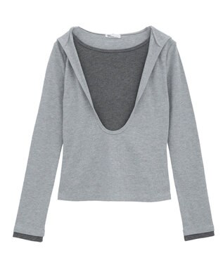 CRAFT STANDARD BOUTIQUE レイヤード風フード付きプルオーバー Gray