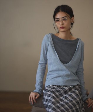 CRAFT STANDARD BOUTIQUE レイヤード風フード付きプルオーバー Gray