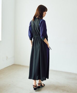 YECCA VECCA 配色デザインシャツワンピース Black