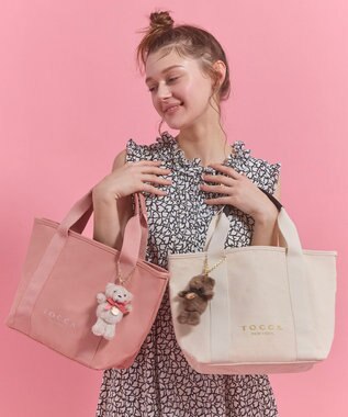 TOCCA 【ぬいぐるみチャーム付き】TOCCA AMICO CANVAS TOTE キャンバストート ピンク系