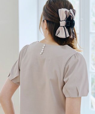 Tiaclasse 【UVケア・接触冷感】“あまラク” タックパフスリーブカットソートップス グレージュ