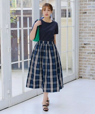 Tiaclasse 【UVケア・接触冷感】“あまラク” タックパフスリーブカットソートップス ネイビー