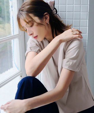 Tiaclasse 【UVケア・接触冷感】“あまラク” タックパフスリーブカットソートップス グレージュ