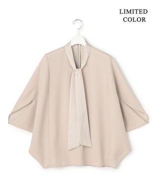 ICB 【WEB限定カラーあり】FluidBackSatin ドルマンスリーブボウタイブラウス