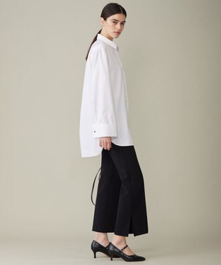 ICB L 【洗える】 コットンサテンシャーティング シャツ オフホワイト系