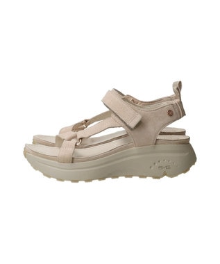 INTER-CHAUSSURES 【BUSSOLA】厚底アンクルストラップサンダル ライトベージュスウェード