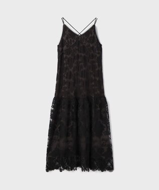 GRACE CONTINENTAL ロゴ刺繍レースワンピース ブラック
