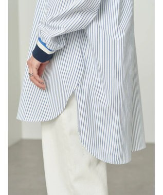 AMERICAN HOLIC リブラインシャツチュニック Stripe Sax