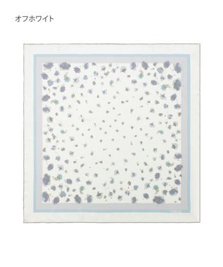 MOONBAT FURLA(フルラ)シルクツイル 水彩フラワー スカーフ 88cm×88cm オフホワイト