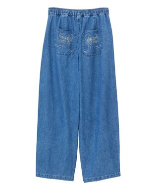 Green Parks ・ＤＯＵＢＬＥ　ＦＬＡＧＳリボン刺繍ポケットデニ Light Indigo