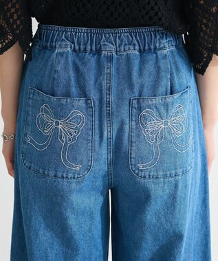 Green Parks ・ＤＯＵＢＬＥ　ＦＬＡＧＳリボン刺繍ポケットデニ Light Indigo