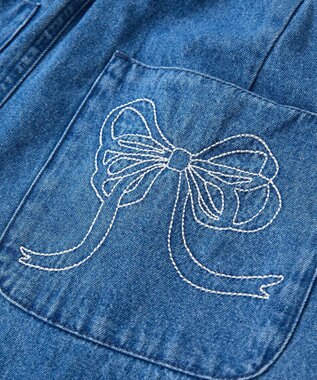Green Parks ・ＤＯＵＢＬＥ　ＦＬＡＧＳリボン刺繍ポケットデニ Light Indigo