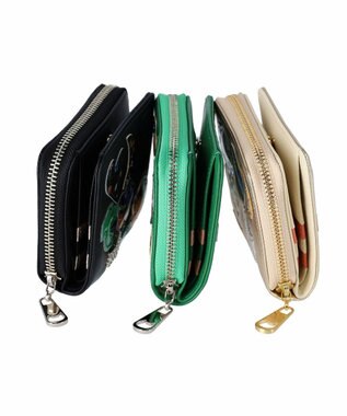 tsumori chisato CARRY tcパッチワーク ラウンドファスナー2つ折り財布 グリーン