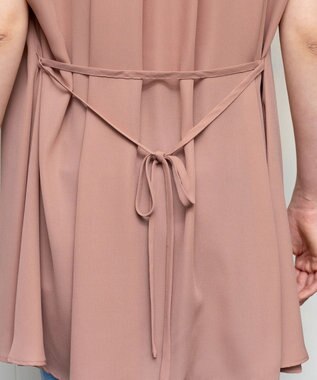 Tiaclasse L 【洗える】フレンチスリーブシャツチュニックブラウス ライトピンク