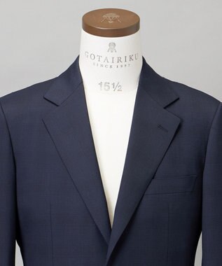 GOTAIRIKU 横に伸びる【TasmaniaWool/タマニアウール】ストレッチ スーツ__ネイビー格子柄 ネイビー格子地柄