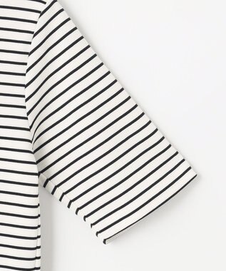 ANY L 【UVケア・接触冷感】コンパクトクルーネックＴシャツ オフ×ブラックボーダー