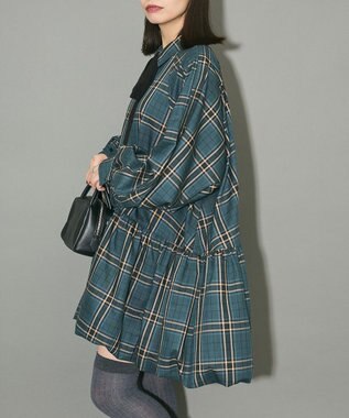 Green Parks ボウタイリボン付裾バルーンシャツワンピース Green