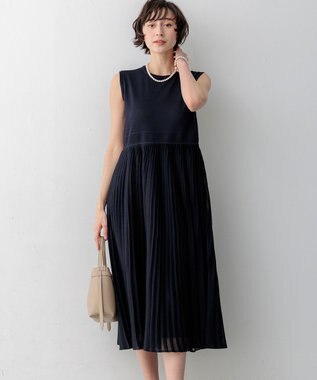 23区 【先行予約】プリーツニット ワンピース ネイビー系