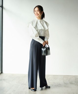 #Newans 【セレモニーにも】2wayタックフレアカラーブラウス ホワイト