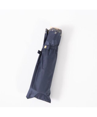 UNBILLION カシュネ cachenez /【晴雨兼用　日傘　UVカット率・遮光率100％生地使用 】PUフローラルラメ刺繍ミニ折りたたみ傘 ネイビー