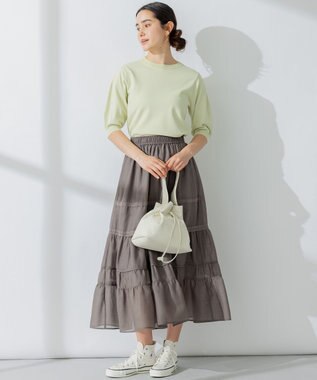 組曲 【洗える】レーシーボイル スカート ライトグレー系