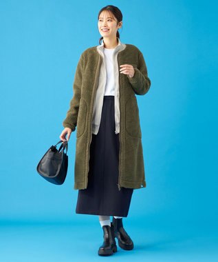 SHARE PARK LADIES 【LADIES】ボアフリースロングカーディガン オリーブ