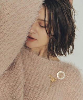 YECCA VECCA ラメシャギーボートネックニット Pink