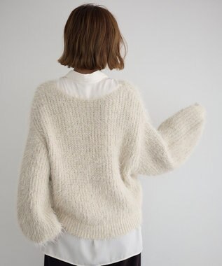 YECCA VECCA ラメシャギーボートネックニット Light Beige