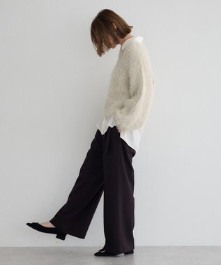 YECCA VECCA ラメシャギーボートネックニット Light Beige