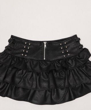 WEGO スタッズフリルティアードミニスカパン ブラック