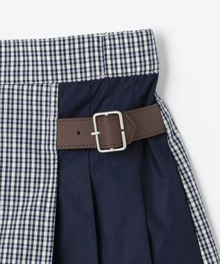 組曲 KIDS 【110-140㎝】 チェックプリーツ キュロット サックスブルー