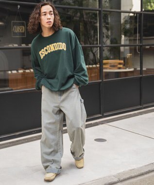 WEGO ヘビーウエイト刺繍グラフィックプルオーバー ダークグリーン