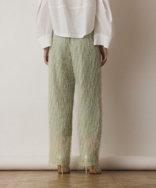 GRACE CONTINENTAL フリンジワンタックパンツ グリーン