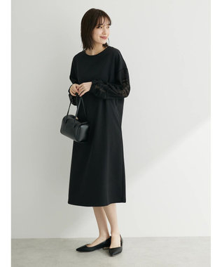 Green Parks 洗える袖レースワンピース Black