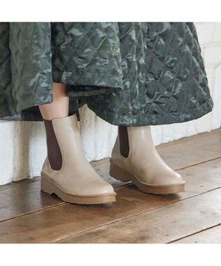 ing <ing>【WEB限定】【3E】【サスティナブルシリーズ】厚底サイドゴアショートブーツ ライトオークカタオシ