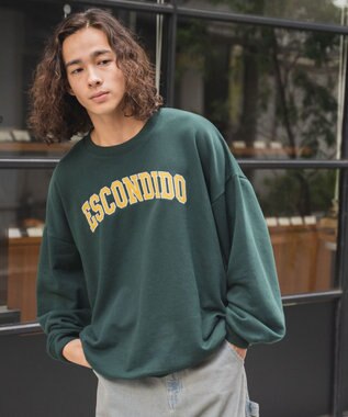 WEGO ヘビーウエイト刺繍グラフィックプルオーバー ダークグリーン