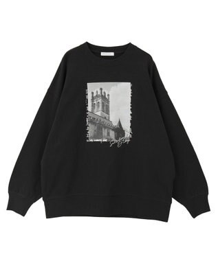 AMERICAN HOLIC ハンドストロークフォト裏毛プルオーバー Black