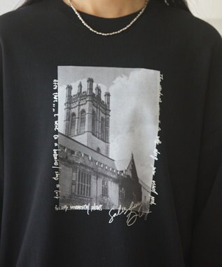 AMERICAN HOLIC ハンドストロークフォト裏毛プルオーバー Black