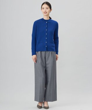 J.PRESS LADIES 【洗える】KNIT BASIC クルーネック カーディガン トップブルー系
