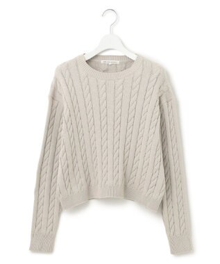 23区 L 【洗える】コンパクトコットンポリエステル ケーブル編み ニット ライトグレー系
