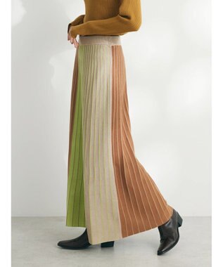 CRAFT STANDARD BOUTIQUE マルチストライプバイカラーニットスカート Beige