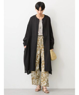 AMERICAN HOLIC 接触冷感バンドカラー切替シャツワンピース Black