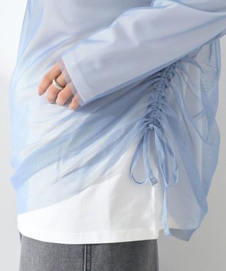 earth music&ecology ＳＥＴ２点ドロストシアープルオーバー＋ロゴＴｅｅ Blue