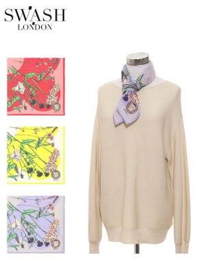 MOONBAT SWASH LONDON フラワープリント コットン スカーフ ラベンダー