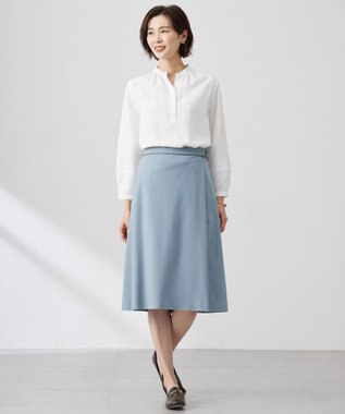 J.PRESS LADIES L 【洗える】CARREMAN 2WAY Aライン スカート スモーキーサックス系