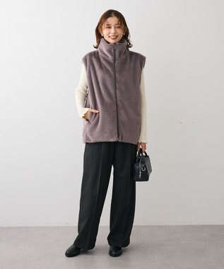 Green Parks スタンドカラーＺＩＰファーベスト Charcoal Gray